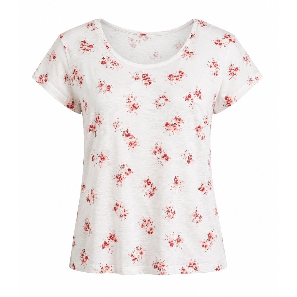 Lucky Brand Floral T-Shirt Women XL‎ White Red Fairycore Grunge Boho 90s Tee